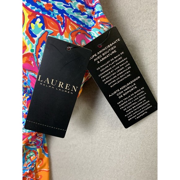 Lauren Ralph Lauren Bathing Suit Sz 6 Multi Paisley Over-The-Shoulder Underwire - Picture 3 of 9